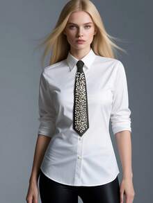 1 pieza Corbata de lujo premium para mujer, corbata de cuello totalmente hecha a mano con cuentas y cremallera, diseño versátil y lujoso adecuado para primavera, verano, otoño e invierno para vestir, para decoración navideña - Multicolor - Ver 3