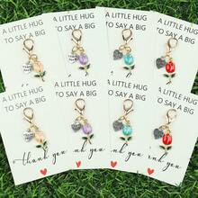 4pcs/8pcs Mini Daisy Keychains,Tulip Keychain,With "A LITTLE HUG" Thank You Cards, Flower Keychain, Ideal For Friendship Gifts, Back-To-School Gift,Teacher Appreciation Gift,Perfect Gift For Friends And Family & Daily Key/Bag Accessories,Suitable For Men And Women.