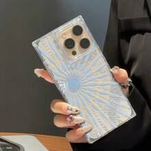 Funda Blue Totem con forma de cubo, orificio grande y ángulo recto. Compatible con los modelos 16, 15, 14, 13, 12 Pro, 14, 15, 16 Plus y 12 Pro. Superficie brillante, resistente a caídas. Ideal para fiestas o cumpleaños. - transparente - Ver 3