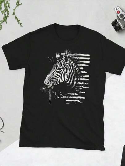 Zebra Graphic T-Shirt – Unisex Black-And-White Striped Wildlife Tee – Perfect For Animal Lovers