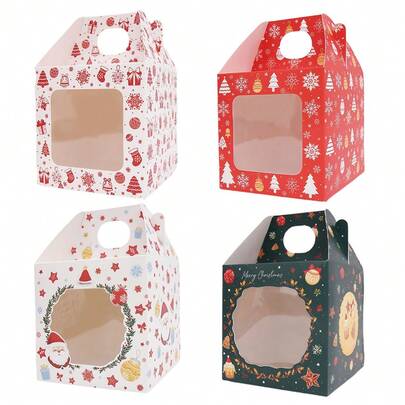 28 pezzi/confezione Scatole per cupcake natalizi per finestre, scatole di carta per muffin per feste natalizie, confezioni regalo (4 motivi assortiti) Decorazioni natalizie Pigiami natalizi Regali di Natale Decorazioni natalizie