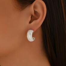 1 Set de 2 pares de pendientes ligeros y elegantes de malla y lisos con estilo vintage