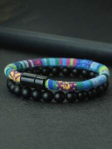 Noter 2件/套 手工石珠手链吊坠 磁性波西米亚风手链 男士饰品 - 男士手繩手鍊套裝 - 查看 9