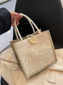 亚麻手提袋，空白手提袋，可重复使用的时尚多功能购物袋，会议礼品袋。您可以自行DIY设计，简约优雅，可用作伴娘婚礼礼品袋、学生书包、返校季和教师包，非常适合礼品促销、赠品、展览和其他场合，表面可进行丝网印刷、刺绣或热压印花。 - 彩色 - 查看 5