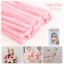 200/450根多色加粗雪尼尔绒条，散装彩色毛绒棒，9种颜色，适用于DIY工艺品和艺术项目，可作绒球，适用于情人节、母亲节和复活节装饰 - 彩色 - 查看 61