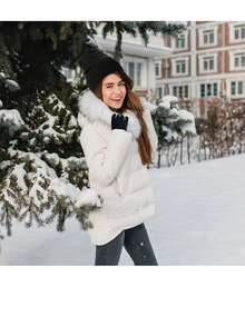 冬季无檐小便帽 + 围脖 + 触摸屏手套套装，柔软针织帽弹力手套保暖无檐小便帽套装，适合女性和男性礼物冬季无檐小便帽，颈部保暖器寒冷天气装备男女通用，温暖的冬季弹力针织手套帽子 - A - 查看 6