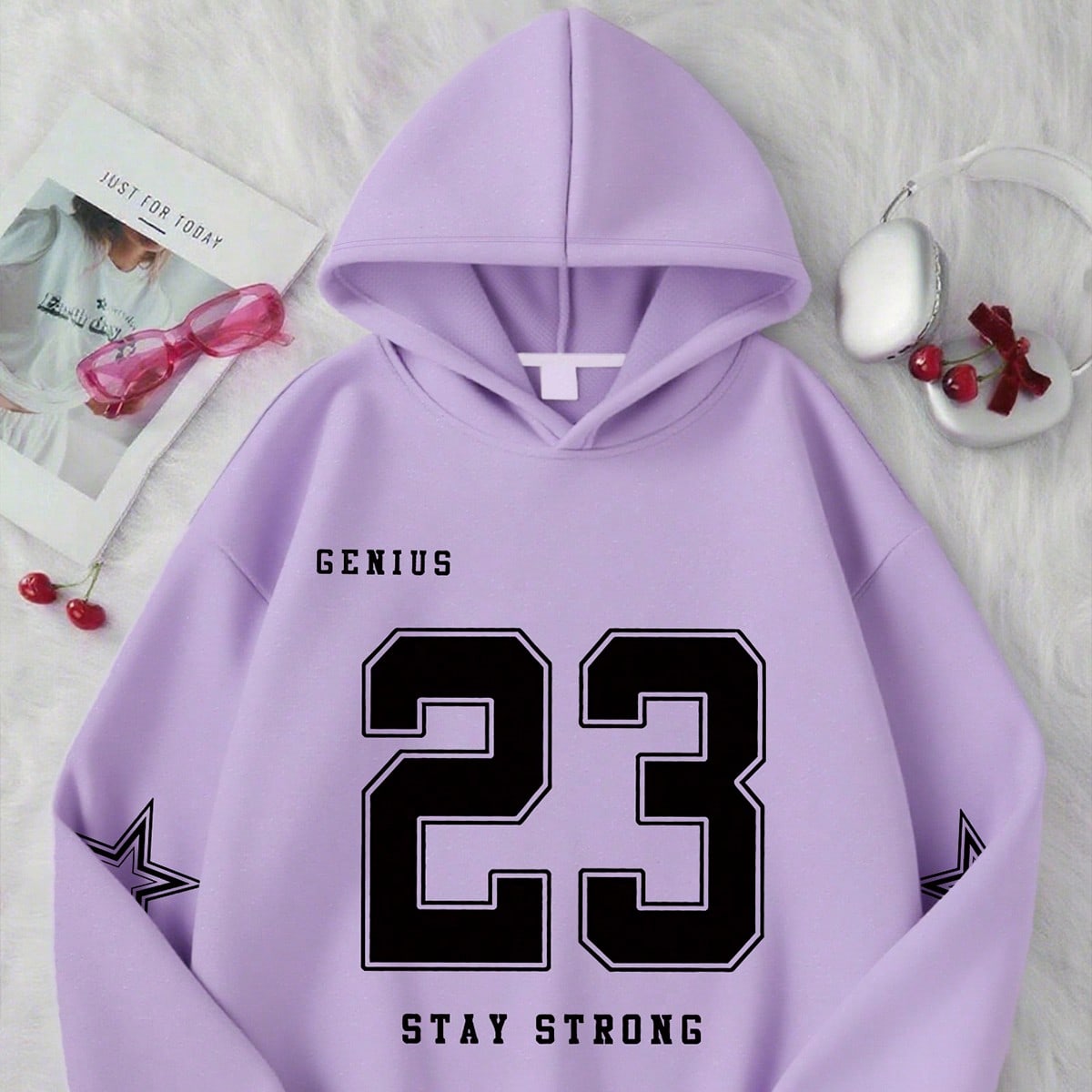 Sudadera con estampado de letras para adolescentes, sudadera con capucha de manga larga informal, de vuelta a la escuela