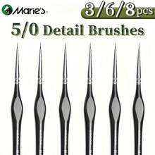 Marie's 00000 Fine Tip Paint Brush Set For Acrylic, Miniature Detail, 3/6/8pcs Nylon Hair Thin Extra Fine Paintbrushes With Triangular Handles, Professional Art Supplies For Watercolor, Craft, Models, Mini Figure, Egg, Rock Art Painting, Line Drawing, Great For Artists & Hobbyists - 00000# - View 2