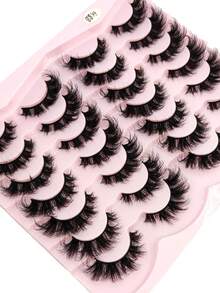 HBZGTLAD 5 种款式，14 对卷曲、浓密、纤长仿貂皮睫毛，交叉、自然蓬松睫毛，DD 卷曲，自然长度，手工制作 3D 睫毛，化妆假睫毛，可重复使用的练习睫毛 - 黑色 - 查看 6