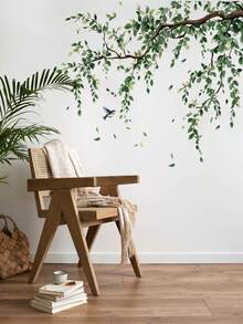 1PC/2pcs Removable PVC Wall Decals – [Pink Peach Blossom Branches, Green Plants, Cherry Blossom Birds]Self-Adhesive Waterproof Wall Stickers For Home Decor, Room Decor, Wall Decor, And Kitchen – Easy To Apply, Ideal For Living Room, Bedroom, Or Office