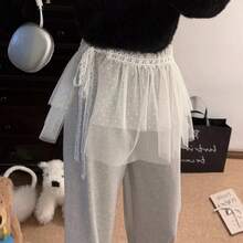 1pc Layered Lace Anti-Flashing High Waist Short Slip Skirt With Elastic Waistband