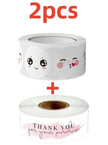 500张/卷 可爱搞笑8种表情玩具笑脸贴纸 老师和孩子奖励标签封口贴 - 白色 - 查看 14