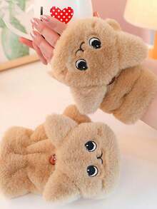 1 双卡通可爱休闲街头派对涤纶刺绣露指兔毛手套，温暖厚手套女士冬季派对、约会、学生1 双卡通可爱休闲街头派对涤纶刺绣露指兔毛手套，温暖厚手套女士冬季派对、约会、学生 - Flap Mittens - 查看 8