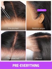 MEGALOOK Upgraded 13x6 3-In-1™ Lace Front Wig, Silky Straight Hair, Pre-Cut Lace Hairline, Bleached Knots, Glueless Real Human Hair, With Drawstring, 150%/200% Density, Pre-Plucked, Transparent Lace, Natural Color Human Hair Wig, Suitable For Women's Daily Wear, Office, Party Styling, Y2K Cool, Vacation, Outdoor Role-Playing, School, Holiday, Halloween, Festival - SNatural - View 6