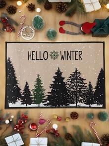 1pc Hello Winter Christmas Welcome Doormat, Christmas Decorations Floor Mat, Christmas Tree Design Floor Mat, Carpet, Mat And Washable Floor Mat, Rug, Welcome Doormat, Christmas Party Decor, Christmas Ornaments, Christmas Kitchen Decoration Floor Mat, Home Decor, Xmas, Christmas Eve, Christmas Gifts, Christmas Decor, Winter Decor, 2026 New Year Decorations - Christmas Tree Silhouette - View 6
