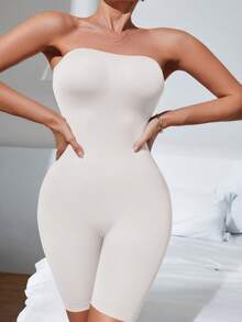 1pc Women's Lightweight Breathable Strapless Bodysuit - Sports-Grade Waist Cinching & Butt Lifting Design, Seamless Invisible Shapewear, Yoga Activewear - Nude Feel Shaping Bodysuit [Please Refer To The Size Chart And Select The Appropriate Size]