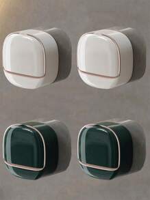 Wall Mounted Soap Dish, Luxury Wall Mounted Soap Dish With Lid, Waterproof Soap Dish With Drainage Box, No Drilling Plastic Soap For Bathroom, Unique Soap Drainage Container For Home Bathroom Home Bathroom Decor Summer, Bathroom, Shower, Travel, Soap Holder, Toiletries, Bathroom Accessory, Bathroom Storage Shelf(Cannot Be Pasted On Cement Walls And Wooden Walls).