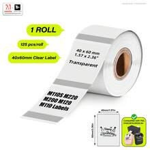 Makrlife 透明热敏标签，50x50mm，1.97 X 1.97 英寸，小型标签打印纸，可打印透明贴纸，适用于小型企业、家庭、婚礼、蜡烛、信封、瓶子、罐子、DIY 徽标设计、多用途防水标签卷，150 个标签/卷 - 彩色 - 查看 15