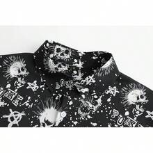 Mens 70s Shirt Long Sleeve Button Down Retro Disco Costume Hippie Outfit For Menhalloween - 龐克骷髏 - 查看 10