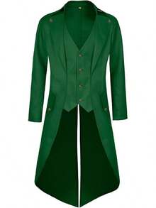 Mens Pirate Coat Steampunk Jacket Tailcoat Renaissance Jacket Halloween Hatter Costume - Green - View 1