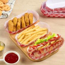 100 Red And White Checkered Paper Hot Dog Boats, Disposable Food- Checkered Trays With Lips For Concessions, Parties, Weddings, Camping, Food Trucks, And Outdoor Events, Party Trays | Stackable Trays | Disposable Paper Trays - Halloween Hot - 彩色 - 查看 5