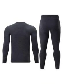 2pcs Men's Thermal Underwear Set, Long Sleeve T-Shirt + Pants, Warm Casual Base Layer For Autumn/Winter