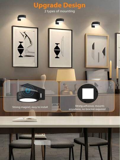 1/3/ Wireless Metal Wand Art LED Picture Lights, Lamps, Fairy Night Book Lamps Magnets Adjustable Temperature, Timer, Remote Control Push Button view 2