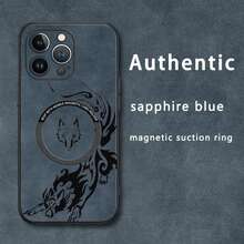 Funda magnética para teléfono con diseño de lobo, imitación de piel de oveja, compatible con phone 12, 13, 14, 15, 16 Plus y Pro. Elegante y de alta calidad, una opción. - Colores mixtos 2 - Ver 2
