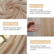 1pc Wine Red/Champagne Sheer Chiffon Drape For Party Decor, Birthday Decor, Wedding Arch, Table Cloth, Reception Backdrop, Wedding Decor Fabric, Halloween, Christmas (300*75cm/180*30cm) - Champagne - View 4