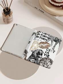 Leopard Print & Disco Ball Pattern IPad Case, Compatible With IPad Air 4/5 (10.9 Inch), IPad 7/8/9 (10.2 Inch), Built-In Apple Pencil Slot, Also Fits Tab S6 (10.4 Inch), Tab A7 Lite (8.7 Inch), Leather Protective Cover, Suitable For Back To School, Valentine's Day, New Year And Other Occasions - Multicolor - View 2