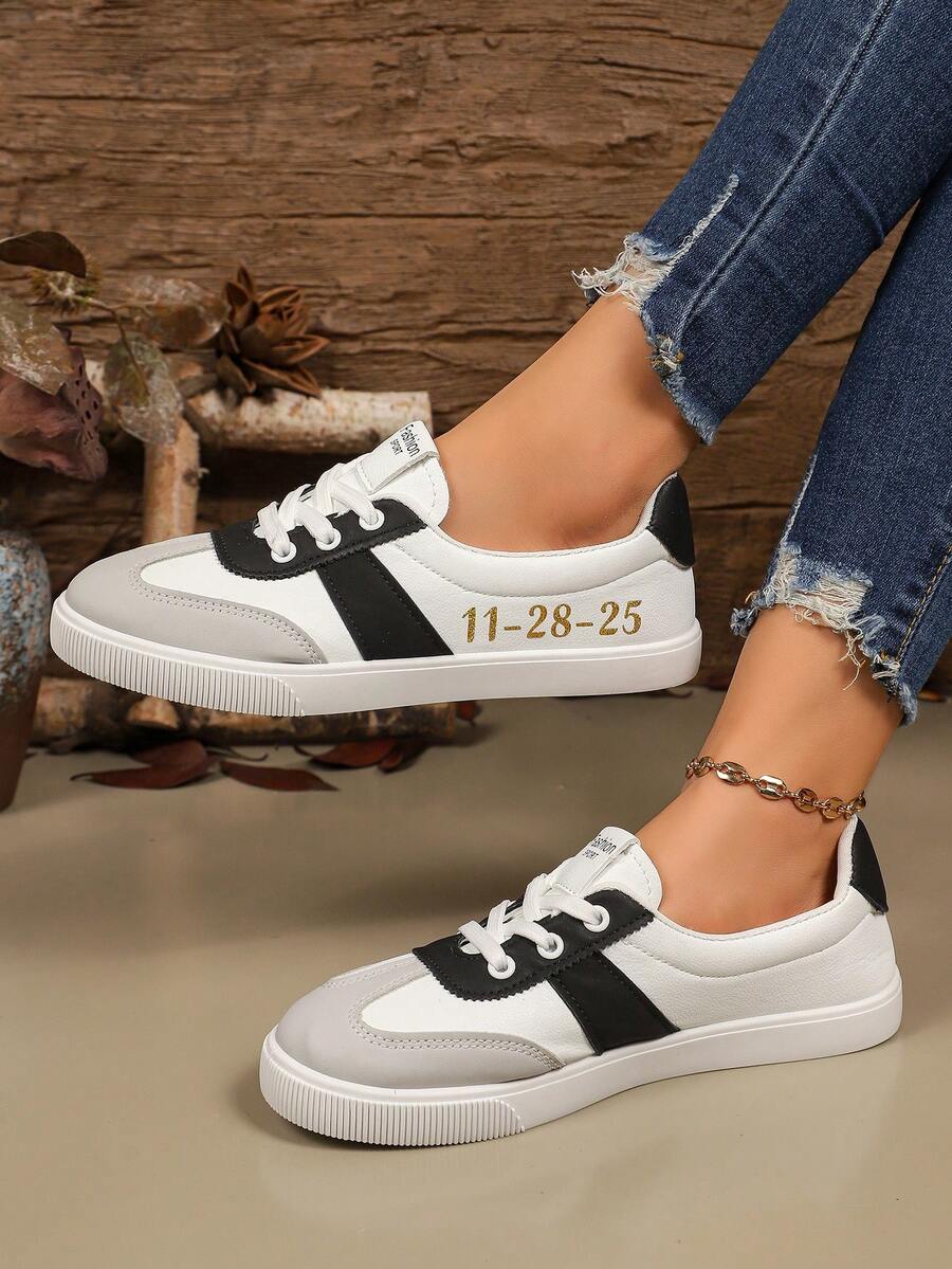 Customized Sports Shoes, Glitter Font Personalized Name, Birthday Gift, Anniversary Gift, Classmate Gift, Family Gift, Bridesmaid Gift, Bride Gift, Holiday Gift, Couple Casual Shoes - Black and White - View 1