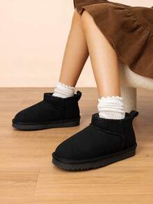 Kids' Winter Snow Boots - Warm Ankle-Length Waterproof Shoes With Faux Fur, Non-Slip For Boys & Girls - 黑與白 - 查看 3