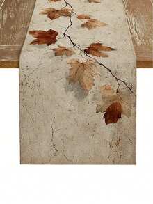 1 pieza Camino de mesa con rama de arce otoñal y pequeños frutos - Mantel de poliéster con inspiración vintage con diseño realista de hojas y frutos de otoño, perfecto para reuniones festivas y decoración diaria de la mesa, decoración de mesa - 13x35.4/47.2/63/72/78.7 pulgadas
