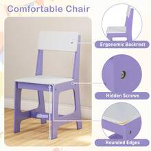 Lifezeal Kids Study Desk And Chair Set Wooden Children Writing Table With Shelves & Drawer - Purple - View 3