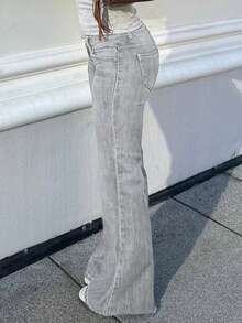 MYOURSA Low Rise Y2k Stretchy Bootcut Flare Leg Jeans