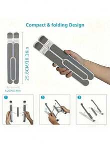 1PC Universal Laptop Tablet Stand, Hanging Plastic Folding Portable Stand, Easy To Increase Height And Heat Dissipation 7-Level Adjustable Portable Foldable Laptop Stand Cooling Holder ﻿,Laptop Stand, Desktop Folding, Mobile Phone, Tablet Height Increasing, Suspended Stand, Portable With Heat Dissipation Base