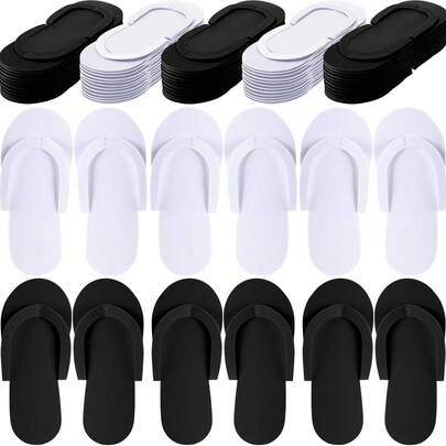 60双一次性足疗拖鞋泡沫人字拖一次性人字拖多色可折叠足疗拖鞋适用于沙龙水疗酒店客人女士