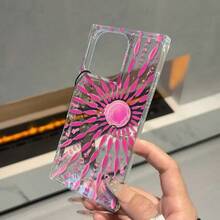 Funda de TPU rosa con diseño de cubos, orificio grande y ángulo recto. Compatible con phone 16, 15, 14, 13, 12 Pro, 14, 15, 16 Plus y 12 Pro. Funda protectora brillante anticaídas. Un regalo ideal para cumpleaños y fiestas. - transparente - Ver 5