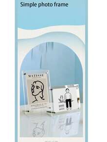 2 piezas Marco de fotos acrílico con soporte - Soporte para exhibir postales, diseño flotante rectangular transparente clásico, adecuado para exhibición en escritorio, decoración del hogar u oficina, clip para certificados, adorno de escritorio pequeño A4