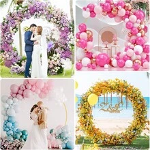 1 Set Diameter 1.8m/2m Round Metal Wedding Arch, Balloon Arch Decoration Stand, Photo Booth, Wedding Ceremony, Anniversary, Birthday, Bridal Shower, Photo Background - Gold - View 9