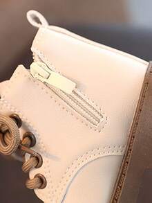 Botas altas con cremallera lateral para niños, botas de niña, tenis de niño, tenis de niños, tenis para niño, tenis para niña, zapatillas deportivas casuales con cordones para niños, adecuadas para actividades al aire libre y para el uso diario en el tiempo libre. - Beis - Ver 9