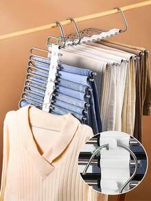 1pc 5/9 Tier Pants Rack, Space Saving, S-Shaped Wardrobe Hanger Organizer With Hooks For Long Pants, Leggings, Trousers, Non-Slip Stainless Steel Multi-Functional Pant Hanger, Saves Closet Space, Suitable For Wardrobe, Pant Rack, For Pants, Jeans Organization, Dorm Essential, Antique White, Best Choice For Home Storage - Multicolor - View 10