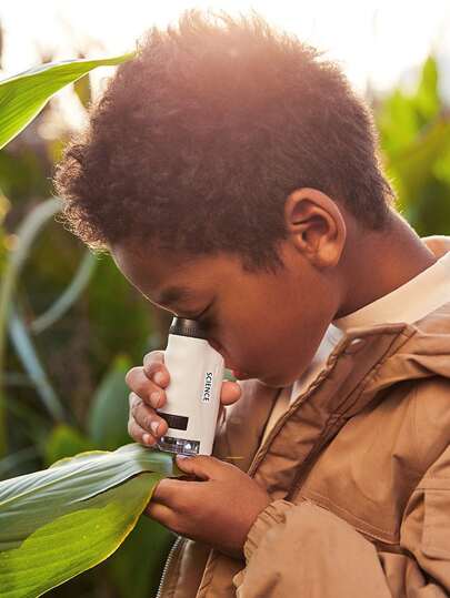 Microscopio portátil para niños: Luz LED, zoom de 60X-120X, juguete educativo de experimentos científicos ópticos para estudiantes de escuela primaria, Ciencia, Microscopio, Microscopio portátil para niños