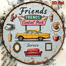 A 2D Flat 8*8inch Round Aluminum Sign Showcasing Retro Decoration Related To The TV Series "Friends" Café. It's A Classic Central Café Theme Decoration, Perfect For Decorating Living Rooms, Bedrooms, Kitchens, Restaurants, Bars, And Cafes. Wall Decoration With A Total Of 191 Characters For Room Decor,Christmas Decrotions>Table Runner,Christmas Decrotions>Table Runner,Birthday Decarations