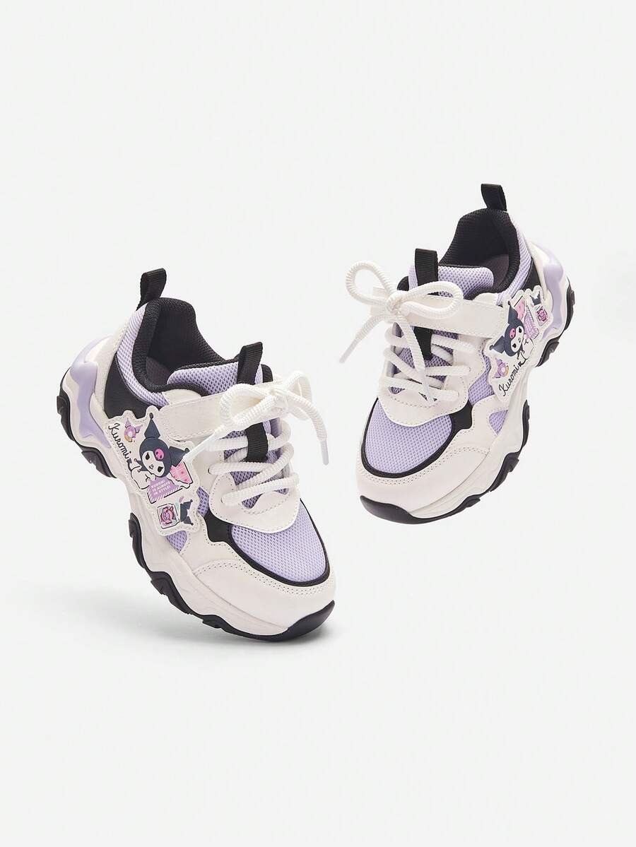 Balabala 2025秋季女童网面厚底运动鞋，透气厚底鞋 - 紫色調 - 查看 1