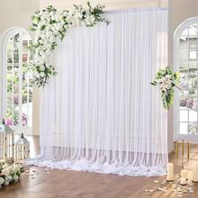 Set de 4 cortinas blancas transparentes de 160*250cm para fiestas, bodas; cortinas de gasa transparentes para decoración de fiestas de cumpleaños, fondos de photobooth, decoraciones de primavera y verano