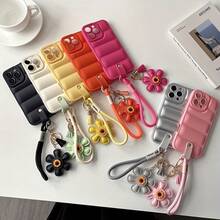 【店舗人気モデル】For i Phone 16/15/14/13 Pro Max用のフォンケースセット。800 Apple Down Jacketデザインのフローイングサンドとサンフラワー柄を特徴としています。シリコン製で落下保護機能があり、クリエイティブでミニマリストなスタイルで、ユニークな液体スプレー花のリネアードを備えています。日常使用に適しており、複数の色で提供されています。 - ブラック - チェックする 4