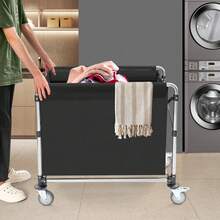 YIYIBYUS 87x52x78cm Commercial Laundry Cart, Black Laundry Cart With Wheels, Folding Laundry Cart - Black - View 10