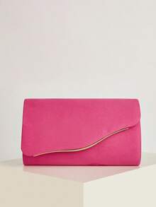 AIBBYDAR 女士晚装包，紫红色天鹅绒时尚手拿包，化妆包，轻便斜挎包，适合商务、通勤、婚礼、庆典、派对、节日聚会 - 玫紅色 - 查看 3