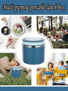 niceforyou 1pc Stainless Steel Vacuum Insulated Portable Lunch Box, Capacity Between 630ml To 1000ml. Features Portable Design And Vacuum Insulation, Durable And Sturdy. This Stylish And Practical Handheld Lunch Box Is Suitable For - Pink - View 10